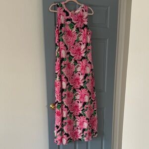 Lilly Pulitzer - Silk Floral Pink and Green Maxi Gown